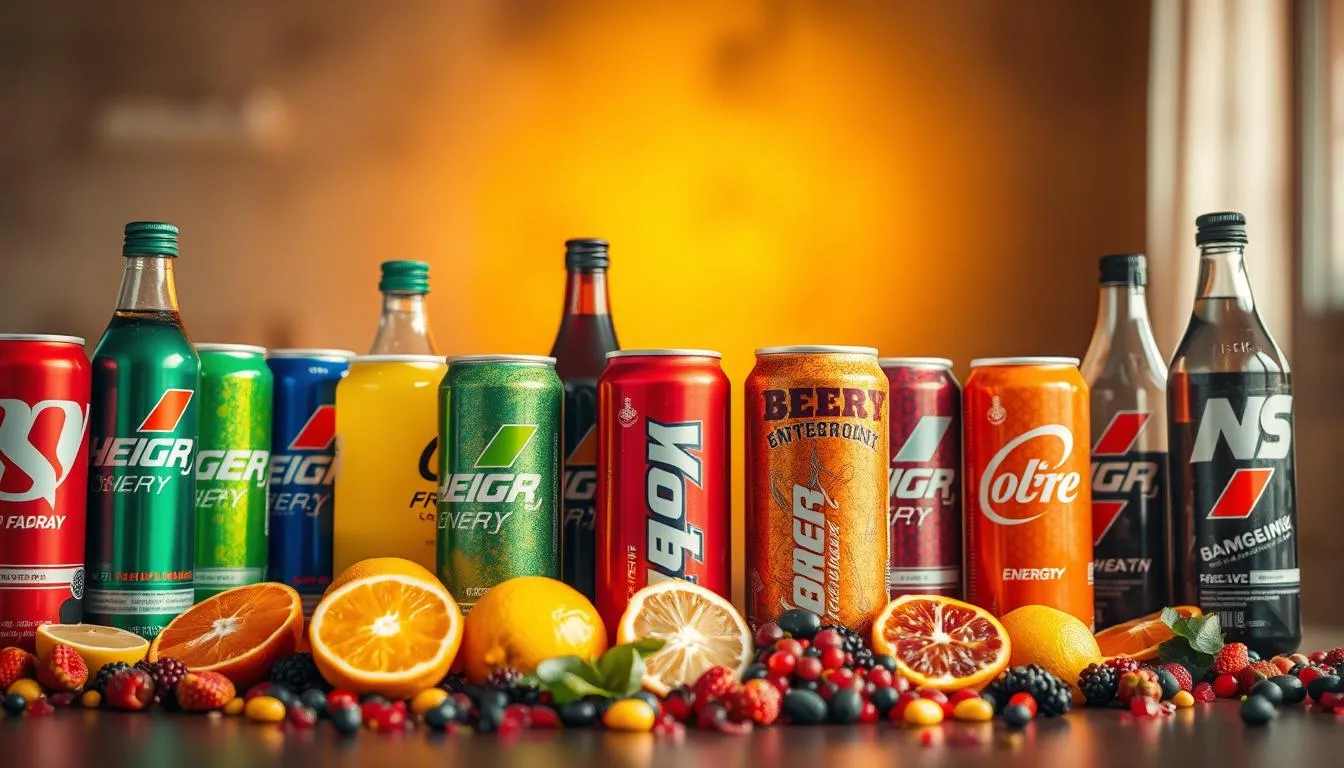 a variety of natural energy drinks