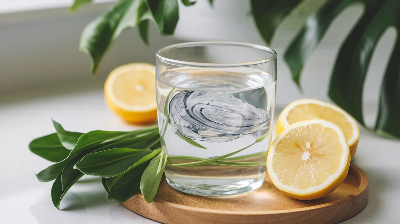 a clear glass of water with slices of lemon emphasizing the purifying process, conveying a sense of cleansing and detoxification.