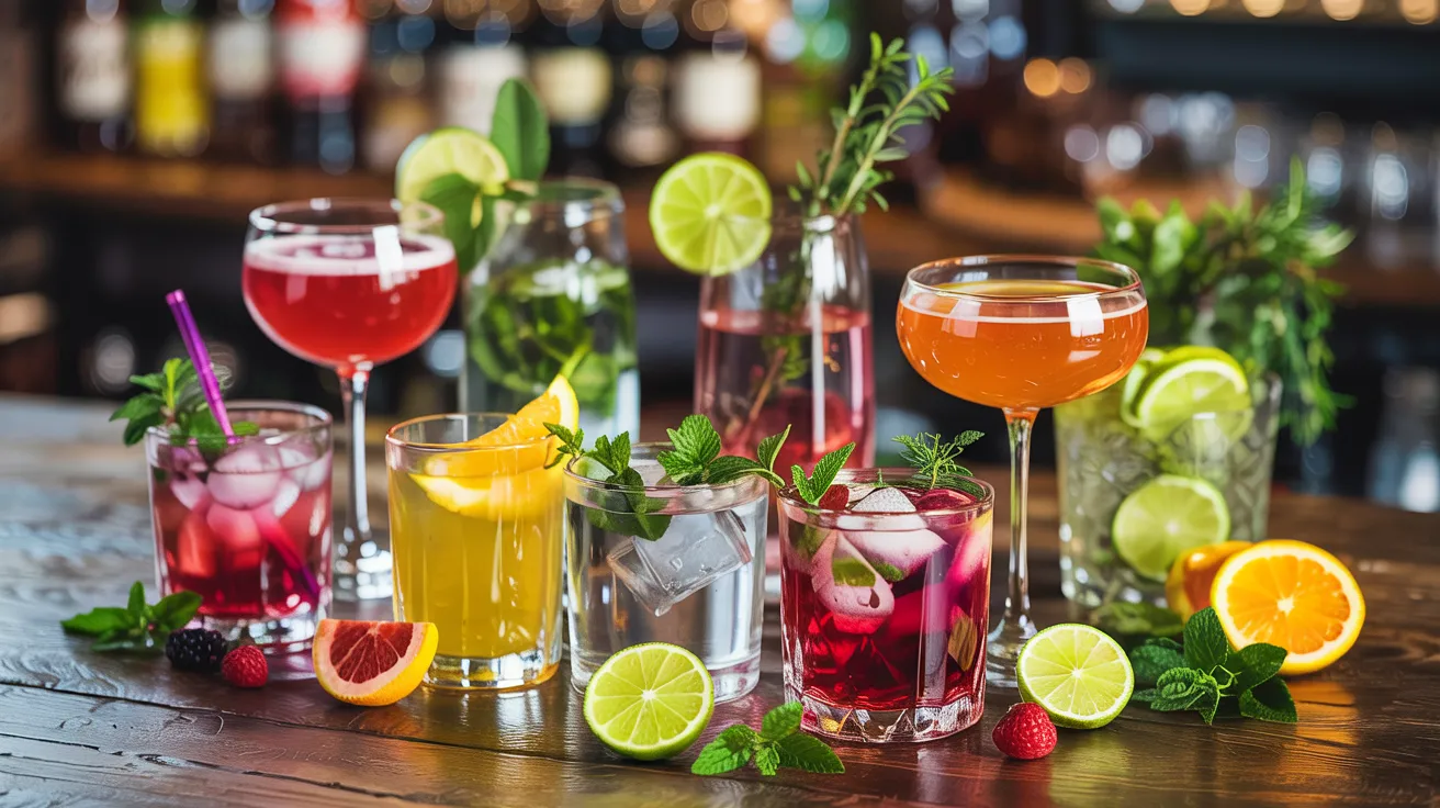assortment of mocktails on display