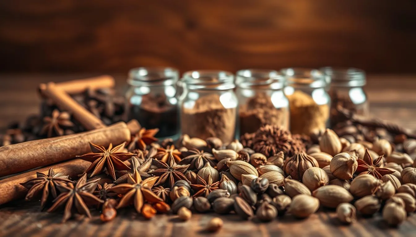 different coffee flavoring, cinnamon, nutmeg, etc