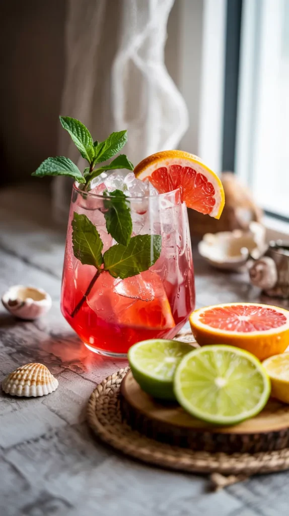 sea breeze cocktail with cranberry juice, grapefruit juice and vodka