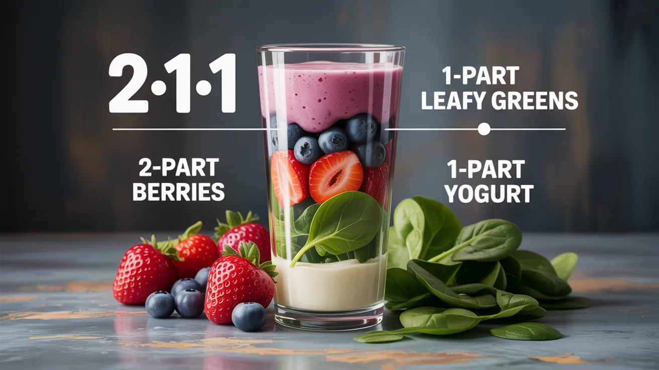 Infographic showing “2:1:1” smoothie ingredient ratio