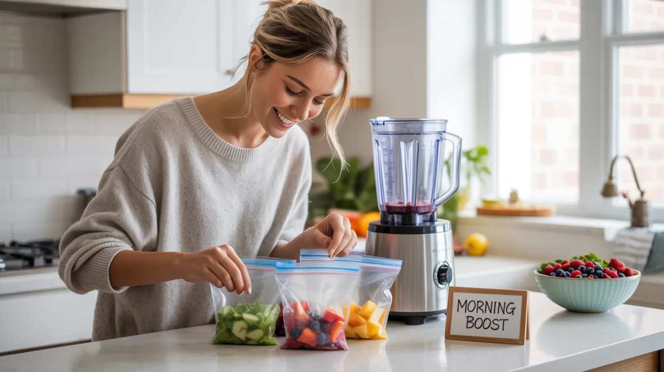 Lifestyle image: someone prepping smoothie packs