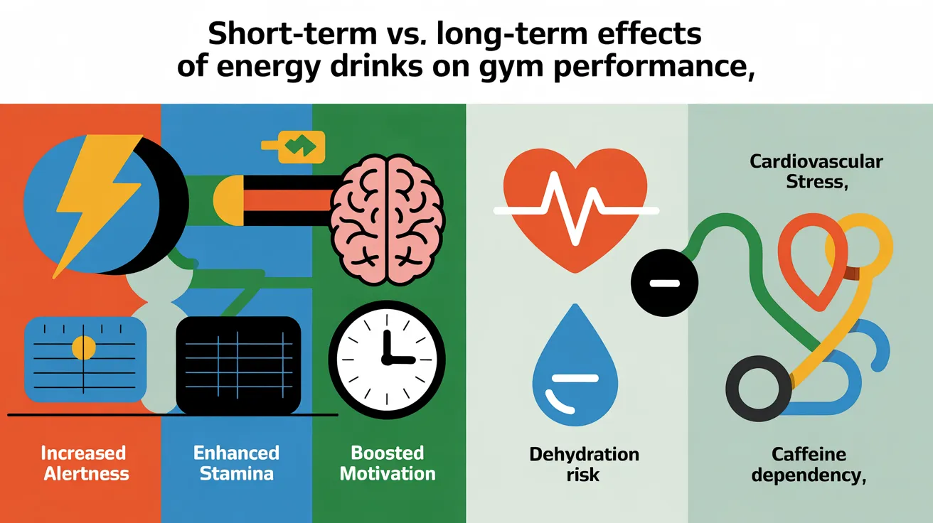 Table visual of short-term vs long-term effects of energy drinks on gym-goers. 